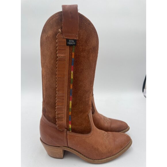 Vintage Original Capezio Brown Leather Suede Cowboy Boots Size 2Medium - Picture 8 of 12